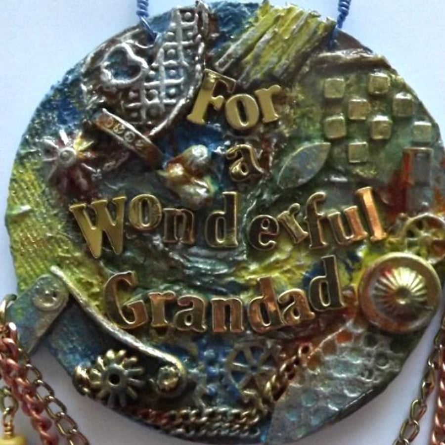 Mixed media Father's Day, Grandad, Birthday, Round Hanging Plaque