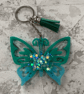 Customisable Butterfly Key Rings and Bag Charms with Glitter Centre 