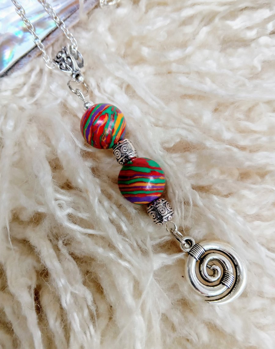 Wacky multicoloured TURQUOISE globes & Tibetan silver beaded NECKLACE