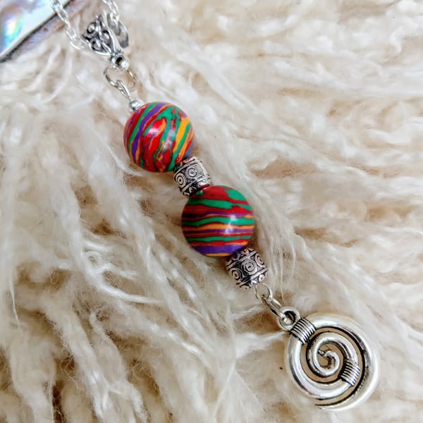 Wacky multicoloured TURQUOISE globes & Tibetan silver beaded NECKLACE