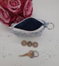 Blue and White foliage print coin purse with keyring. Sale  - Image 4