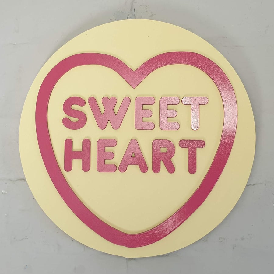 Large personalised love heart sweets - wall hanging Sweet Heart sign