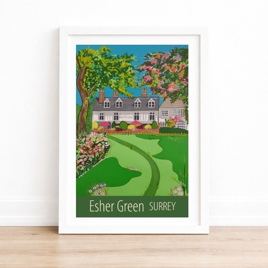 Esher Green Surrey travel poster print by Susie West