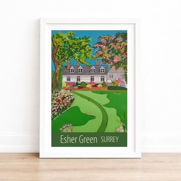 Esher Green Surrey travel poster print by Susie West