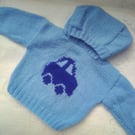 Boys Hooded Jumper with a Car Motif, Baby Shower Gift, Custom Make, Jumper