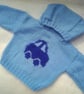 Boys Hooded Jumper with a Car Motif, Baby Shower Gift, Custom Make, Jumper