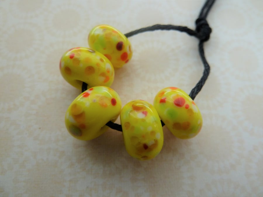 handmade lampwork yellow frit glass beads