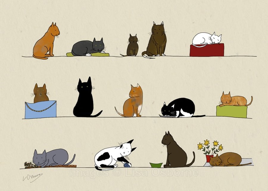 Cats - print of digital illustration