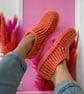 Pink & Orange Crochet Slipper Socks – Handmade Cosy Socks - Image 5