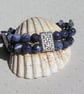 Blue Sodalite Gemstone Chunky Chakra Beaded Bracelet "Harmony" - Image 1