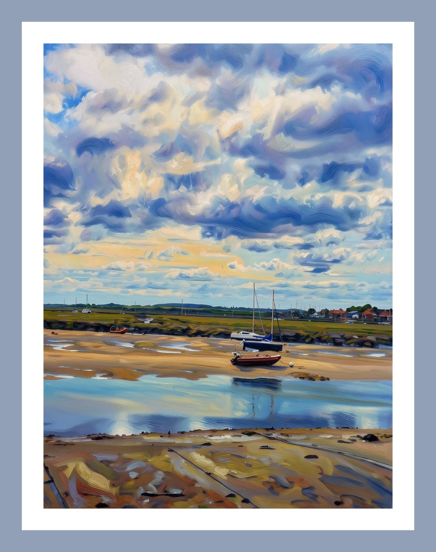 Wells-Next-The Sea Art Greeting Card A5 Size Boats 