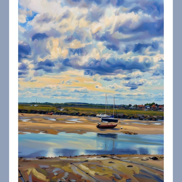 Wells-Next-The Sea Art Greeting Card A5 Size Boats 