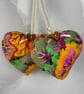 Handmade floral hanging fabric hearts set of 2 - Image 4