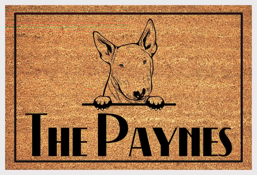 English Bull Terrier Door Mat - Personalised English Bull Terrier Welcome Mat 