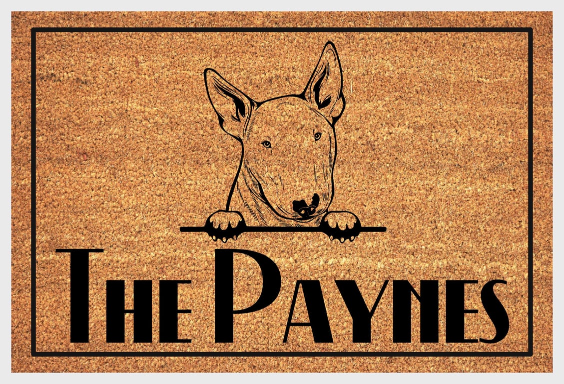 English Bull Terrier Door Mat - Personalised English Bull Terrier Welcome Mat 