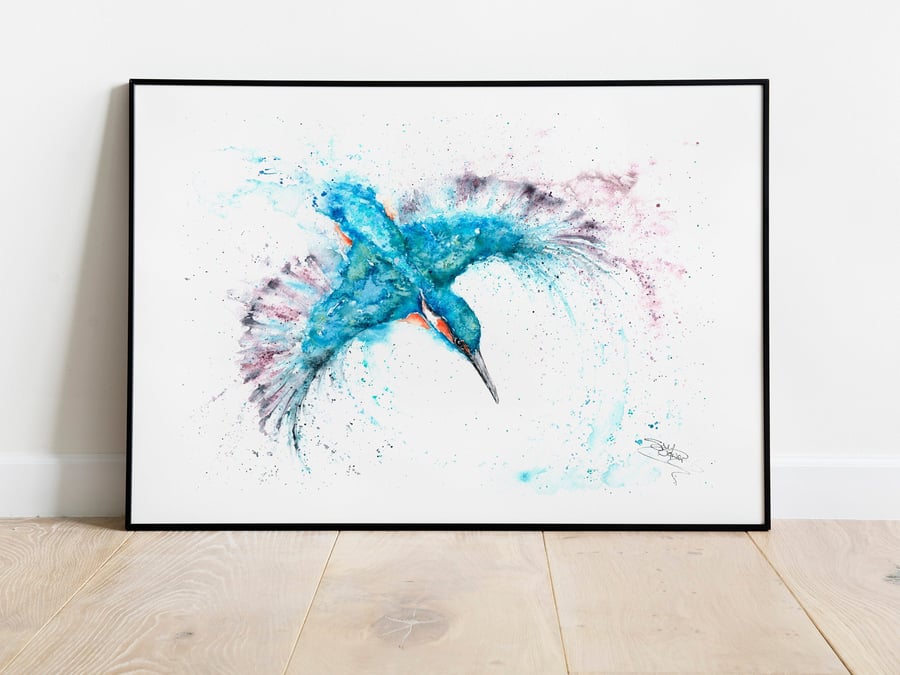 Kingfisher Bluemotion Limited Edition Print, from an Original Watercolour