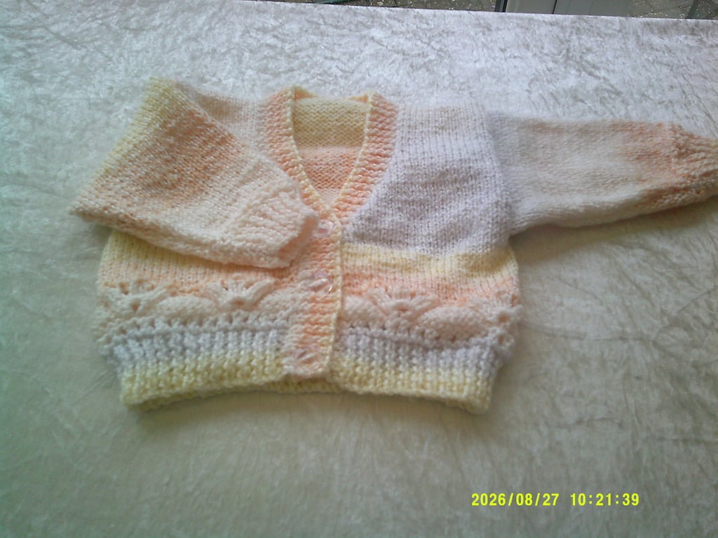 Lemon, Grey and Peach V neck Cardigan