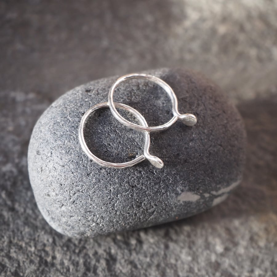 Handmade Silver Sleeper Hoop Earrings, Argentium Silver Hoops, Earrings