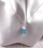 Lilac Rose Glass Bead Pendant, Sterling Silver with Amethyst - Chain is Optional - Image 8