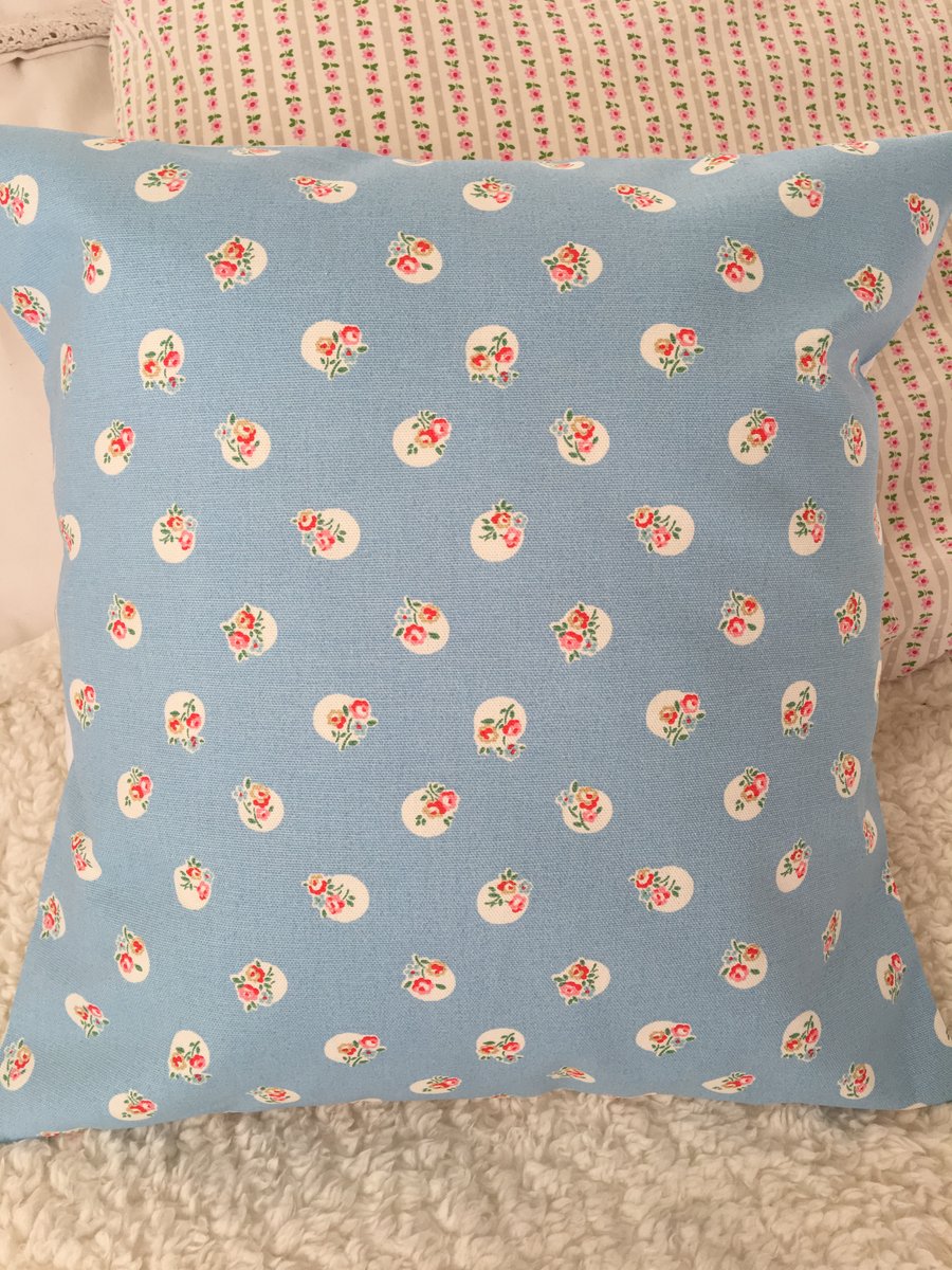 Cushion cover in Cath Kidston Blue  floral spot  cotton duck fabric