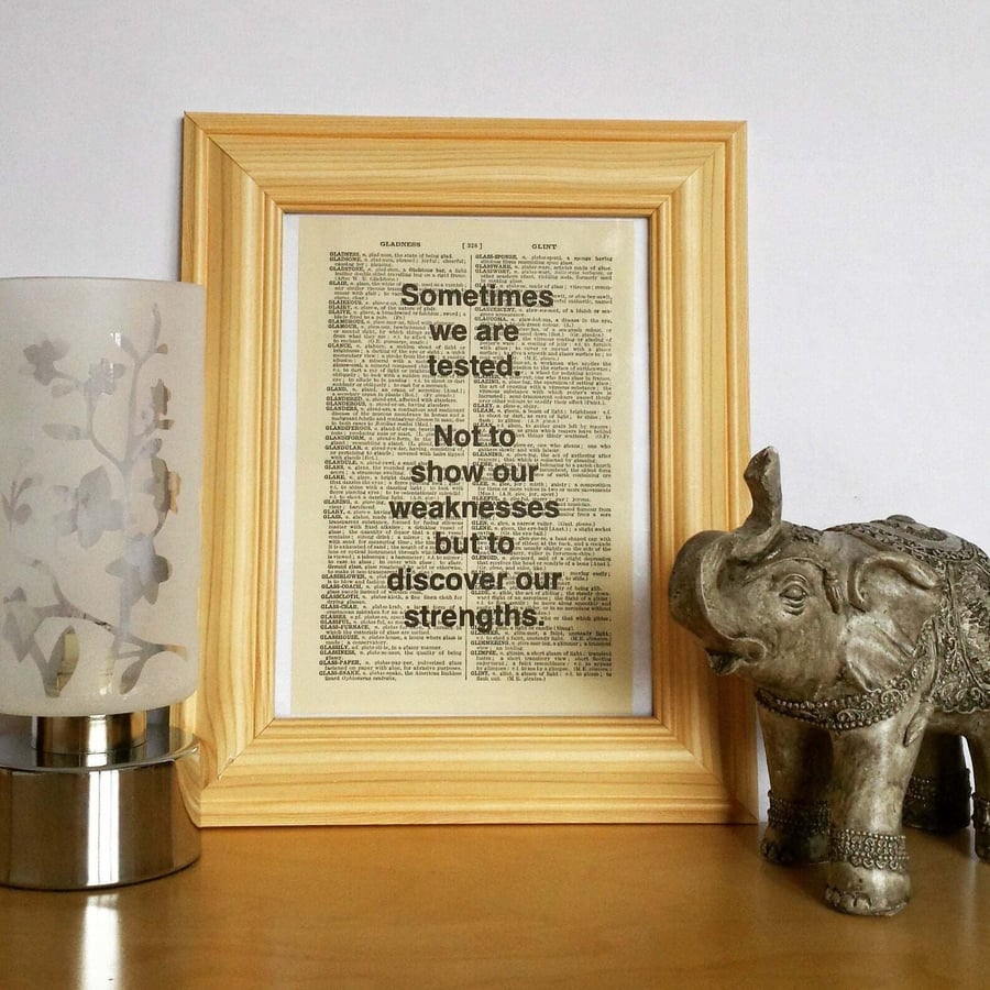 Unframed 1948 Dictionary Page Quote Print - Sometimes We Are Tested- Print Only 