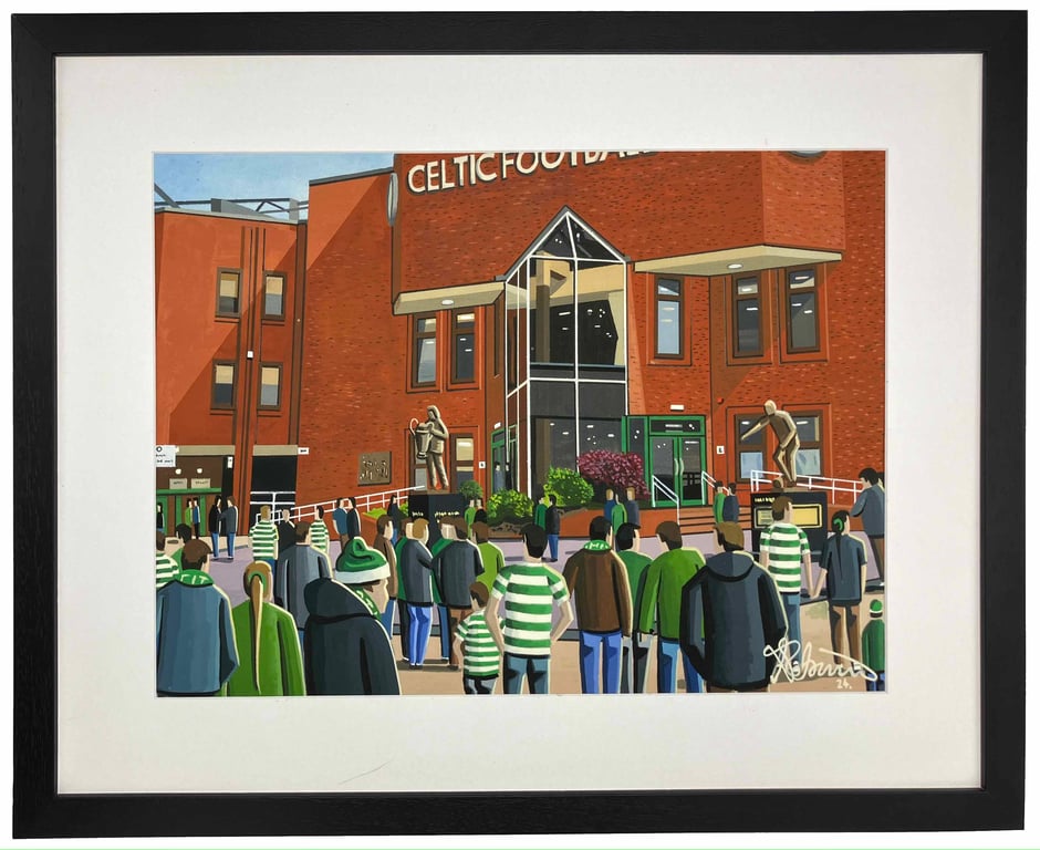 Celtic FC, Celtic Park Stadium, Framed Football Art Print. 20" x 16" Frame Size