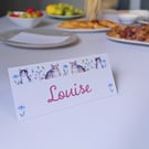 Cat floral place cards x6 for birthdays or weddings personalised