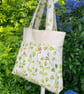Tote Bag, Pleated Tote Bag, Linen, Hand Bag, Day Bag, Botanical