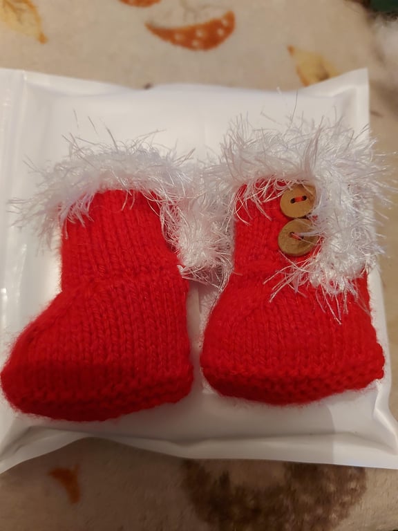 Baby Xmas Booties for doll or premature baby