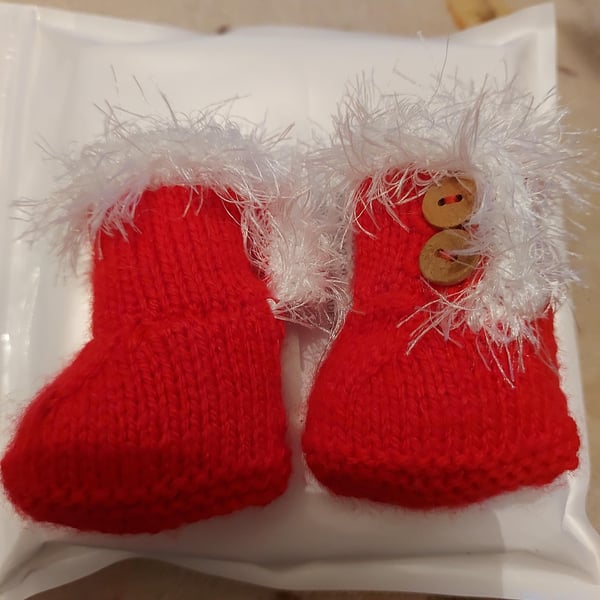 Baby Xmas Booties for doll or premature baby