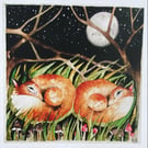 Whimsical Resting Foxes Watercolour 