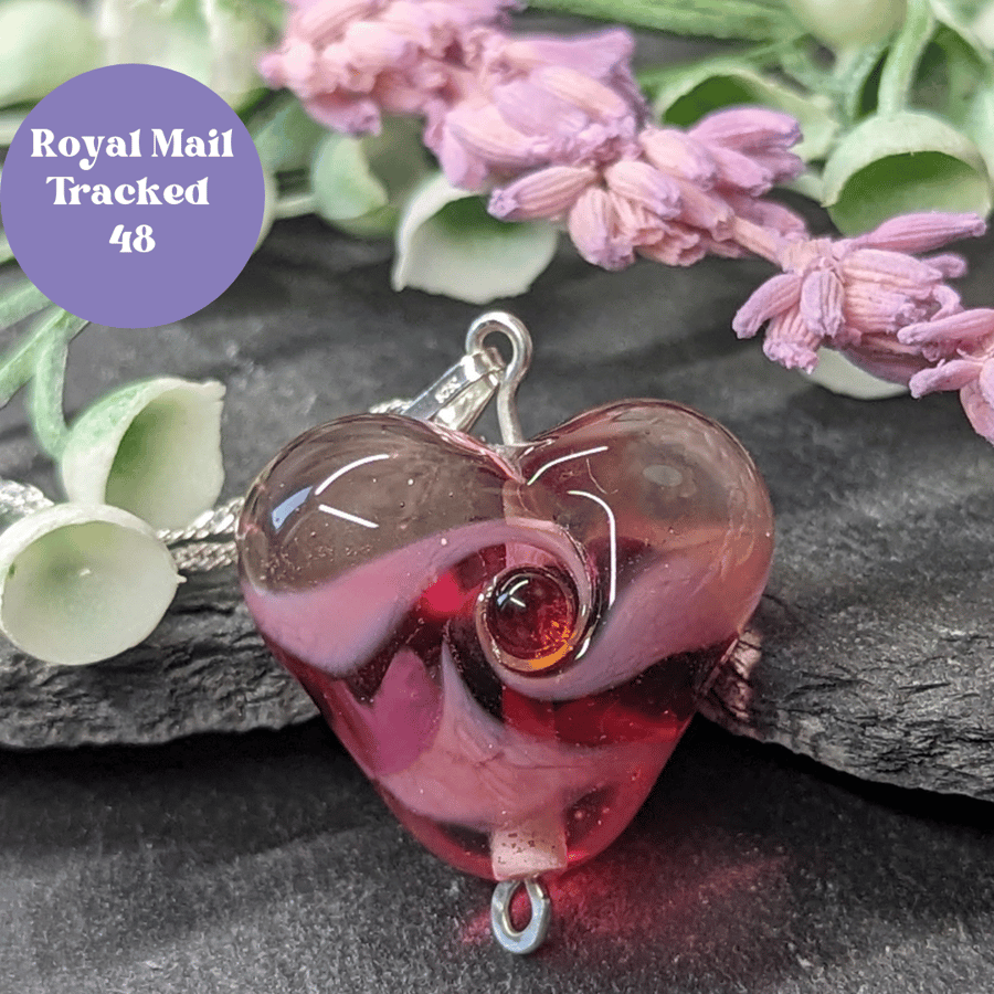 Pink Swirl Heart Pendant