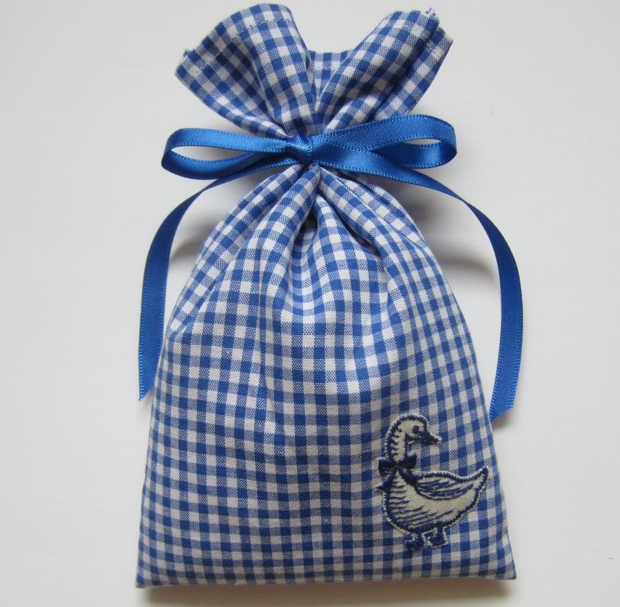 Blue Gingham Goose Lavender Sachet