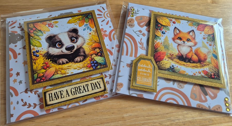 Handmade Cute Forest Animal Greeting Card Bundle