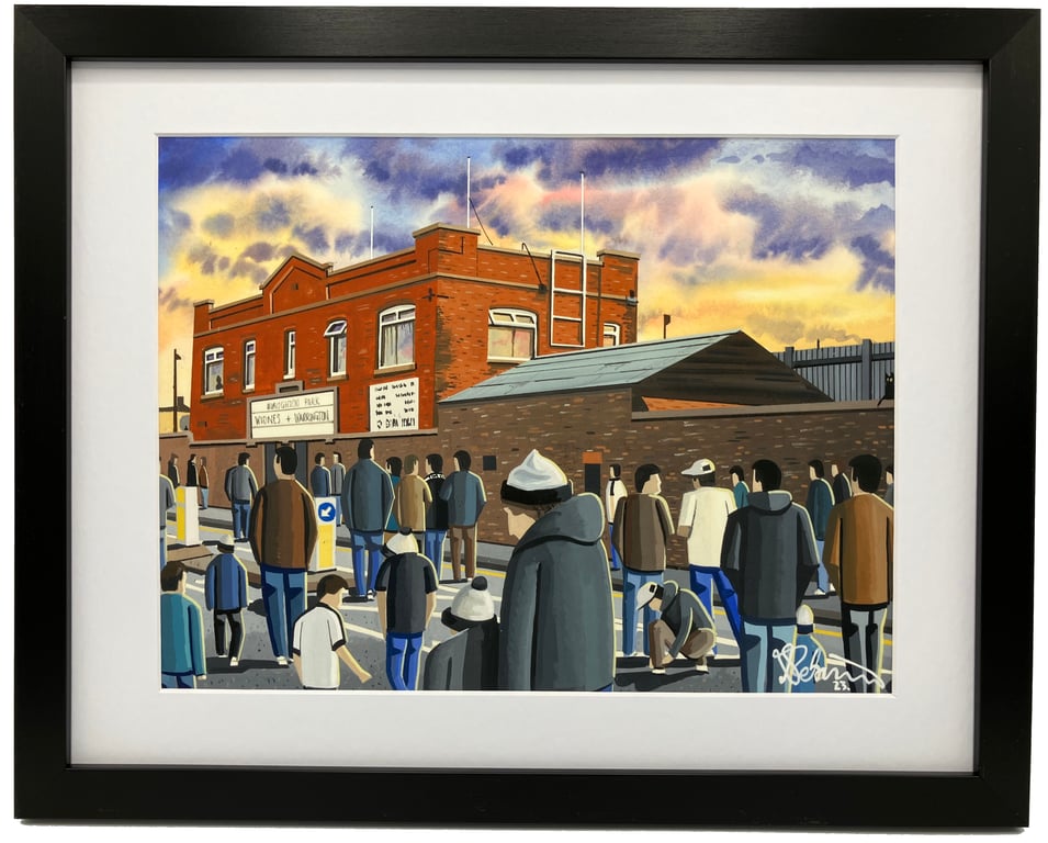 Widnes Retro Naughton Park Stadium, High Quality Framed Rugby Art Print.
