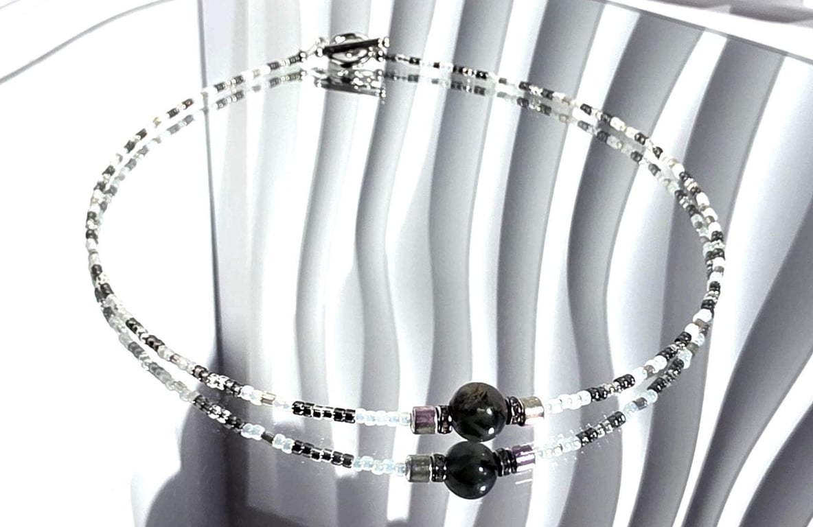Dainty Bloodstone Beaded Necklace Colourful Jewellery Statement Choker Handmade 