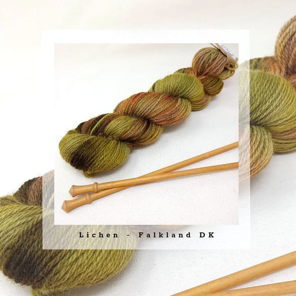 Lichen Hand Dyed Falkland Wool yarn Cornish Rooftop Moss Shades DK 100g 230m no9