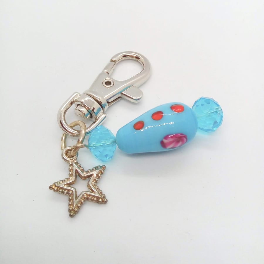 Blue Hand Bag Charm, Teacher Gift, Secret Santa Gift, Star Bag Charm