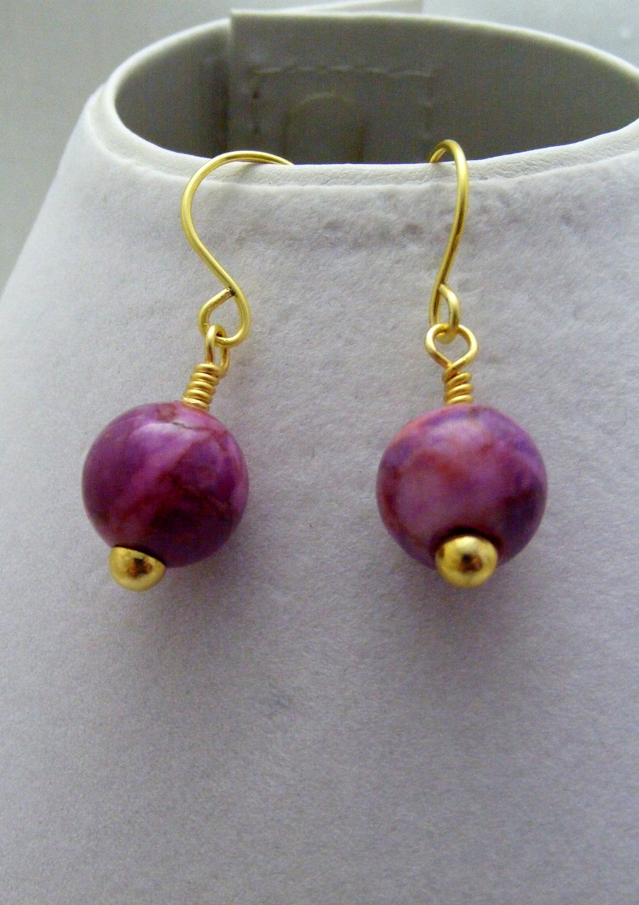Purple Crazy Lace Agate Gemstone Earrings