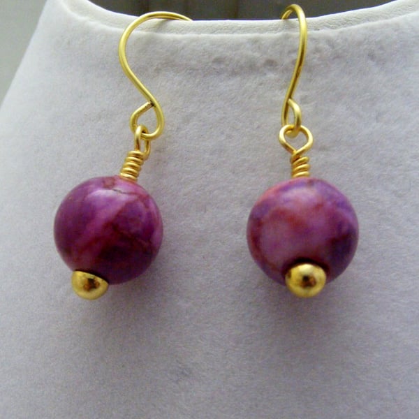 Purple Crazy Lace Agate Gemstone Earrings