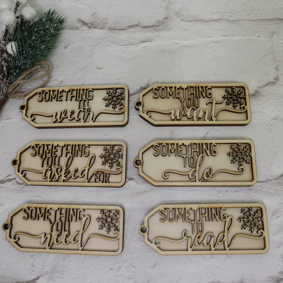Beautiful Laser cut wooden Christmas tag set