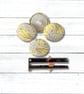 Yellow Shell Fan Fabric Covered Buttons, Set of 4, 20.5mm and 25.5mm - Image 3