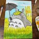 Totoro in the Meadow - Original 1 of 1 Watercolour Painting A4
