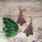  Rustic Copper Fold Form Christmas Tree Earrings