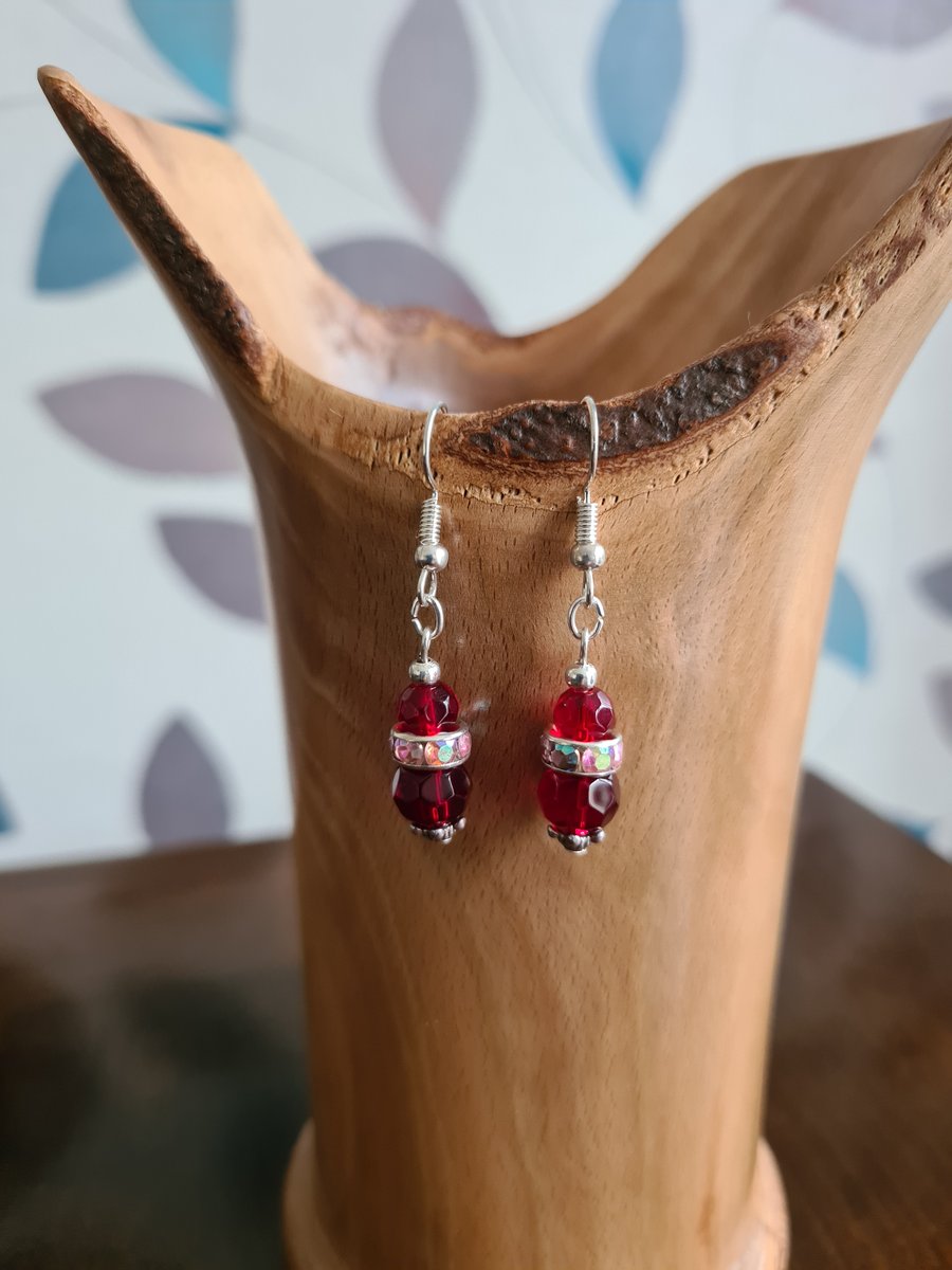 Ruby red dangle earrings 