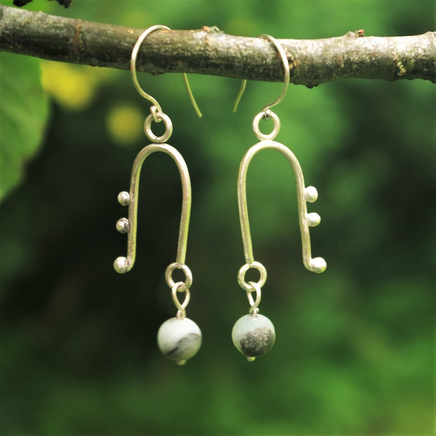 Silver and Amazonite Dangle Earrings
