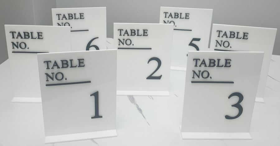 Acrylic Table Numbers, Wedding Table Sign, Black and White Acrylic Table Sign Nu