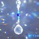 Suncatcher handmade hanging decoration blue and clear sparkly rainbows