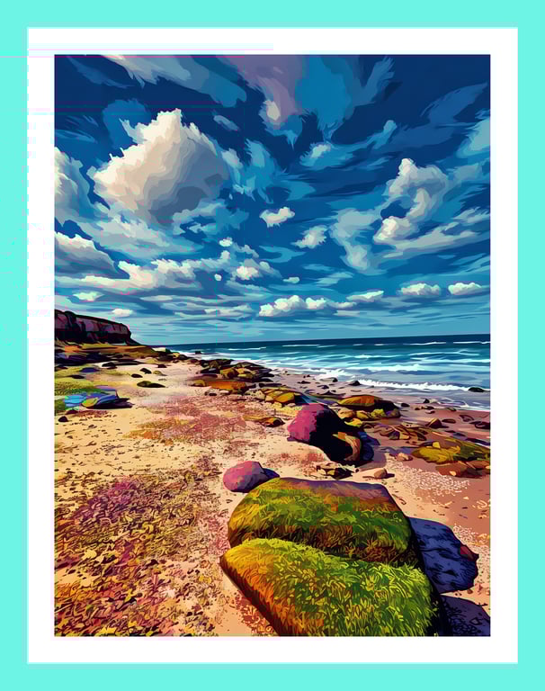Old Hunstanton Beach Norfolk Cliffs & Rocks Greeting Card A5