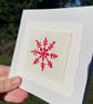Red snowflake, hand embroidered 'Scandi' Christmas card, recycled card - Image 2